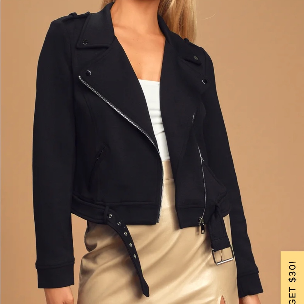 Lulu’s Black Knit Moto Jacket